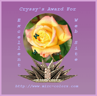 Cryssy's Award for Excellent Website